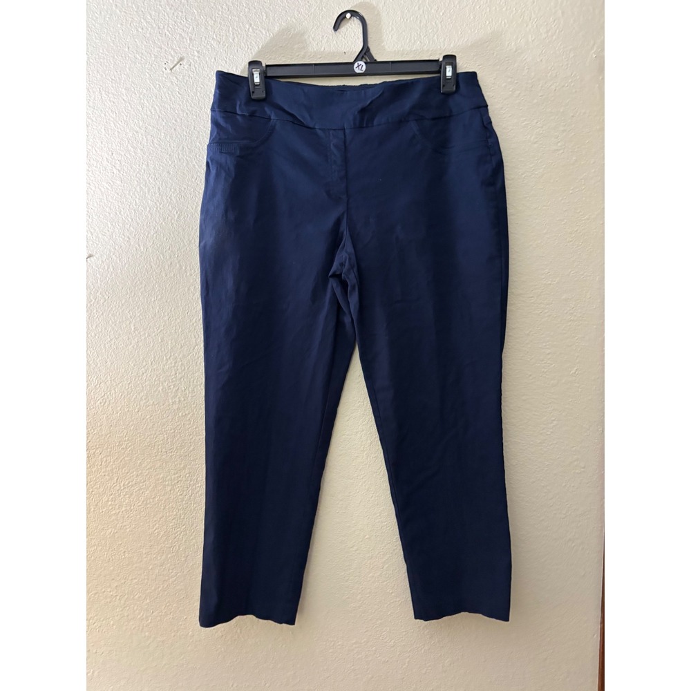 Ruby Rd Petite Navy Blue Pull On Stretch Straight Leg Pants 16P Ankle
 A1136